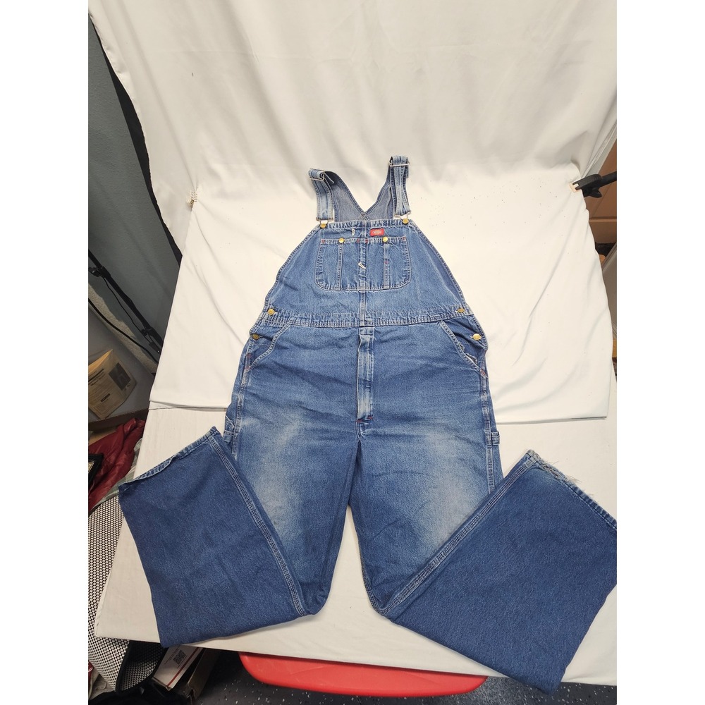 Dickies Mens Blue Denim Bib Overalls Workwear 42x32 W516254 006